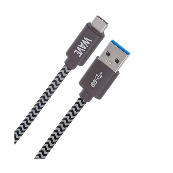 Wave punottu USB-C -kaapeli (1,5 m), Mustavalkoinen