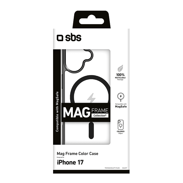 SBS Mag Frame -suojakuori, Apple iPhone 17, läpinäkyvä
