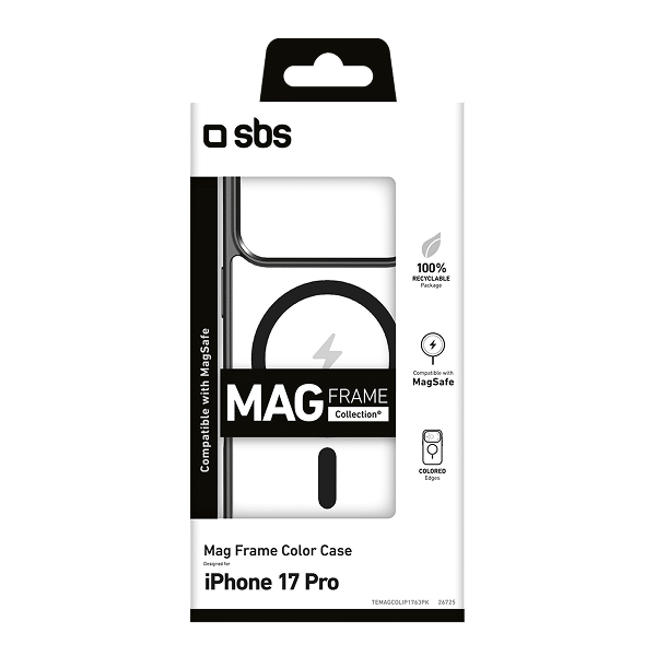 SBS Mag Frame -suojakuori, Apple iPhone 17 Pro, läpinäkyvä