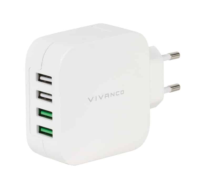 Vivanco Nopea 4xUSB Kotilaturi 4.8A 2.4/1A Valk.