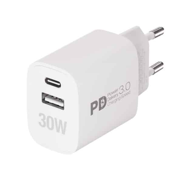 Vivanco Nopea GaN 30W 1xUSB-C PD / USB-A kotilaturi Valk.
