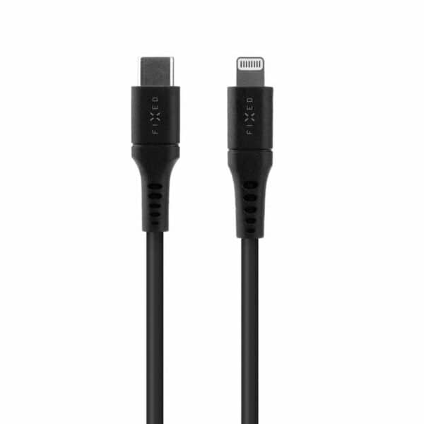 FIXED LIQUID Silikonikaapeli USB-C/Lightning 2m Musta