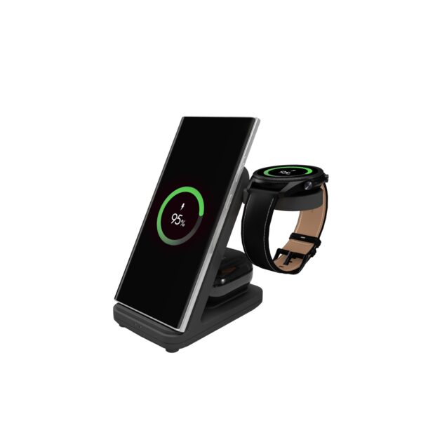 FIXED 3in1 Langaton Latausasema Samsung laitteille Musta