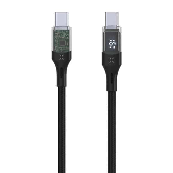 FIXED LED-latausnäyttö USB-C/C 100W kaapeli 2m Musta