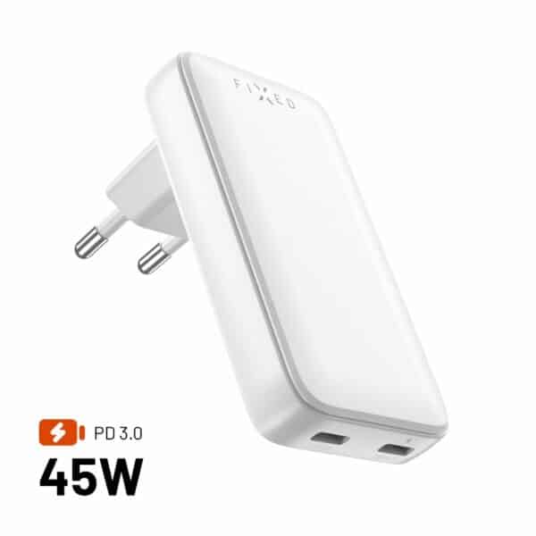FIXED Slim GaN 90 Supernopea 2x USB-C laturi 45W Valk.