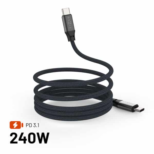 FIXED MAGNETIC 240W USB-C/C magneettikaapeli 2m Musta