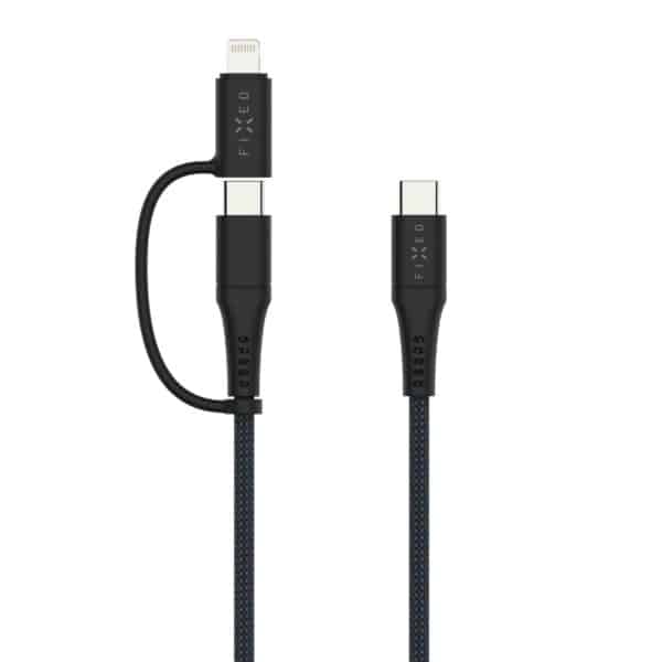 FIXED 2in1 Combo 60W USB-C/Lightning kaapeli 1.2m Musta