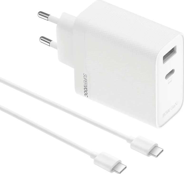 realme SUPERVOOC 80W Dual Ports GaN -verkkolaturi + USB-C-kaapeli
